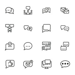 Poster - Chatting line icon set. Like, meeting, messages, typing. Communication concept. Can be used for topics like messenger, negotiation, email