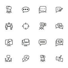 Sticker - Chatting line icon set. Speech bubble, deal, messenger. Communication concept. Can be used for topics like forum, business, social media