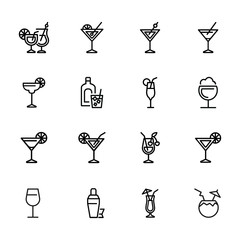 Canvas Print - Cocktail line icon set. Vermouth, margarita, pina colada. Alcoholic drinks concept. Can be used for topics like bar, party, celebration