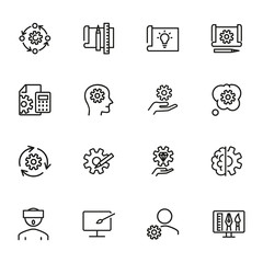 Poster - creativity line icon set. set of line icons on white background. brainstorm concept. idea, head, cog