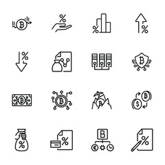 Poster - Cryptocurrencies line icon set. Set of line icons on white background. Investment concept. Bitcoin, mining, blockchain. Vector illustration can be used for topics like economy, finance, mining