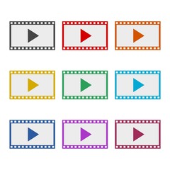 Wall Mural - Video player color icons set isolated on white background