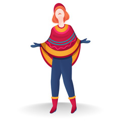 Sticker - Faceless young girl wearing woolen clothes in standing pose.