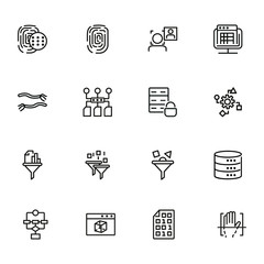Poster - Empiric method line icon set. Fingerprint, data safety, face detection. Modern technology concept. Can be used for topics like data storage, app development, filter