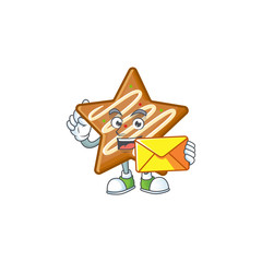 Sticker - Star cookies cartoon with the mascot bring envelope