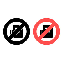 Poster - No newspaper, text icon. Simple glyph, flat vector of text editor ban, prohibition, embargo, interdict, forbiddance icons for ui and ux, website or mobile application