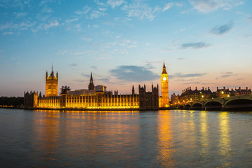 Canvas Print - Big Ben, Parliament, Westminster bridge in London