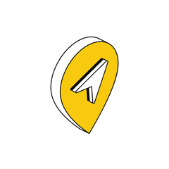 Poster - Map label pin GPS. Vector 3d isometric, color web icon, new flat style. Creative illustration design, idea for infographics.