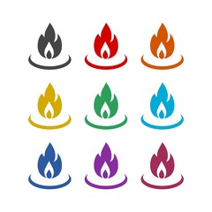 Canvas Print - Fire flames color icons set isolated on white background