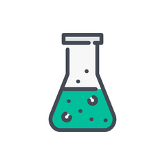 Poster - Chemical flask color line icon. Test tube vector outline colorful sign.