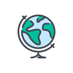 Poster - Globus color line icon. Study planet stand vector outline colorful sign.