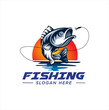 Fishing logo design template. Fishing logo bass fish with club emblem fishing . Sportfishing Logo .  fisherman logo 