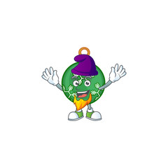 Sticker - Cartoon green christmas ball with character elf