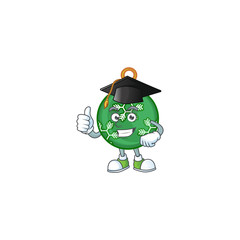 Canvas Print - Mascot graduation hat in the green christmas ball cartoon