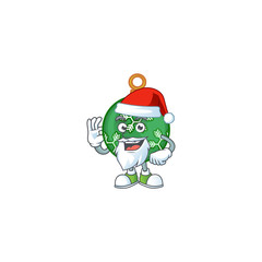 Wall Mural - Cartoon green christmas ball with mascot santa claus