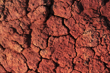 red earth cracked from drought and pollution