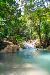  Waterfalls In Deep Forest at Erawan Waterfall in National Park Kanchanaburi Thailand
