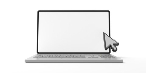 Poster - mouse cursor pointer on a laptop, white background. 3d illustration