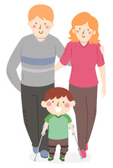 Poster - Kid Boy Leg Brace Parents Illustration