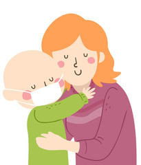 Wall Mural - Kid Mom Hug Support Leukemia Illustration