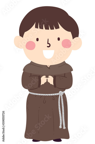 Kid Boy Medieval Monk Illustration