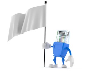 Wall Mural - Network character holding blank flag