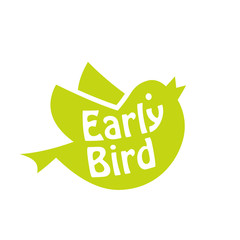 Wall Mural - Early bird green icon. Clipart image isolated on white background