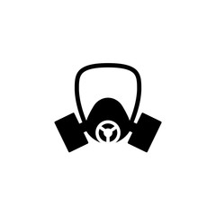 Full face gas mask silhouette icon. Clipart image isolated on white background