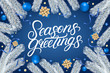 Seasons Greetings hand written lettering text