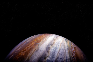 Wall Mural - the planet jupiter, on a dark background with place for text. elements of this image furnished by na
