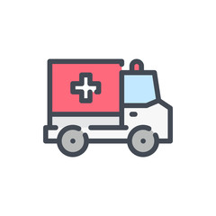 Wall Mural - Ambulance color line icon. First aid vehicle vector outline colorful sign.