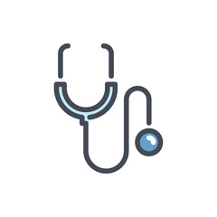 Poster - Stethoscope color line icon. Medical equipment vector outline colorful sign.
