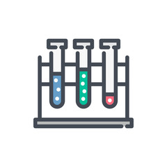 Poster - Сhemical experiment color line icon. Lab flask vector outline colorful sign.