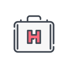 Poster - First aid kit color line icon. Medical equipment case vector outline colorful sign.