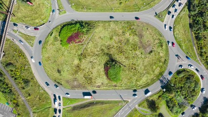 Poster - Aerial Hyperlapse of Traffic Using a Busy Roundabout (Traffic Circle) on a Major Road
