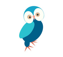 Funny Blue Owl Cartoon - Illustration