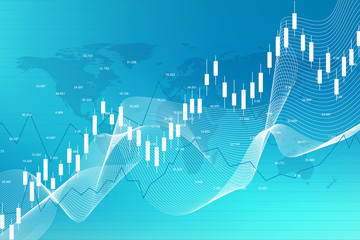 Aufkleber - Stock market and exchange. Business Candle stick graph chart of stock market investment trading. Stock market data. Bullish point, Trend of graph. Vector illustration