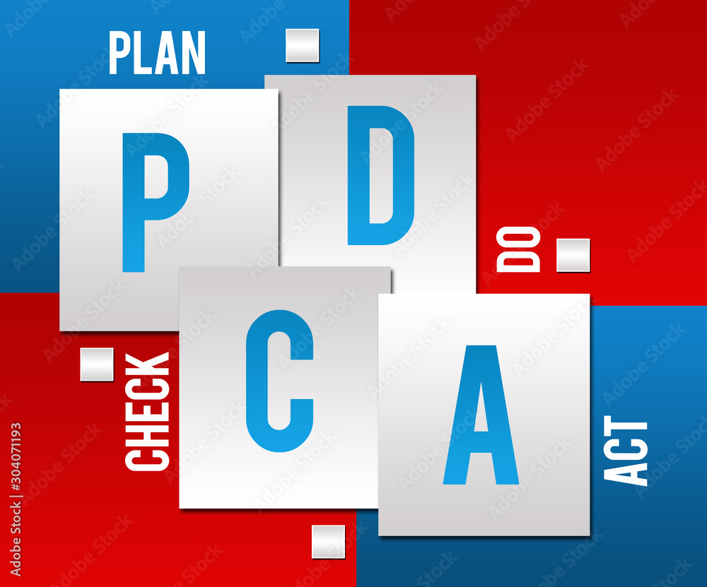PDCA - Plan Do Check Act Blue Red Squares Text Stock Illustration ...
