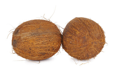 Wall Mural - Whole coconut close up isolated on white background