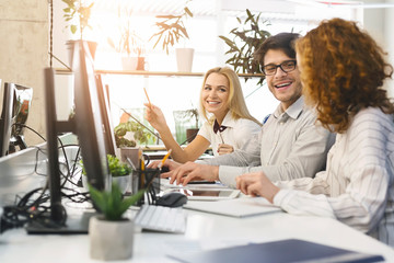 Poster - Professional agents discussing new business strategy in office