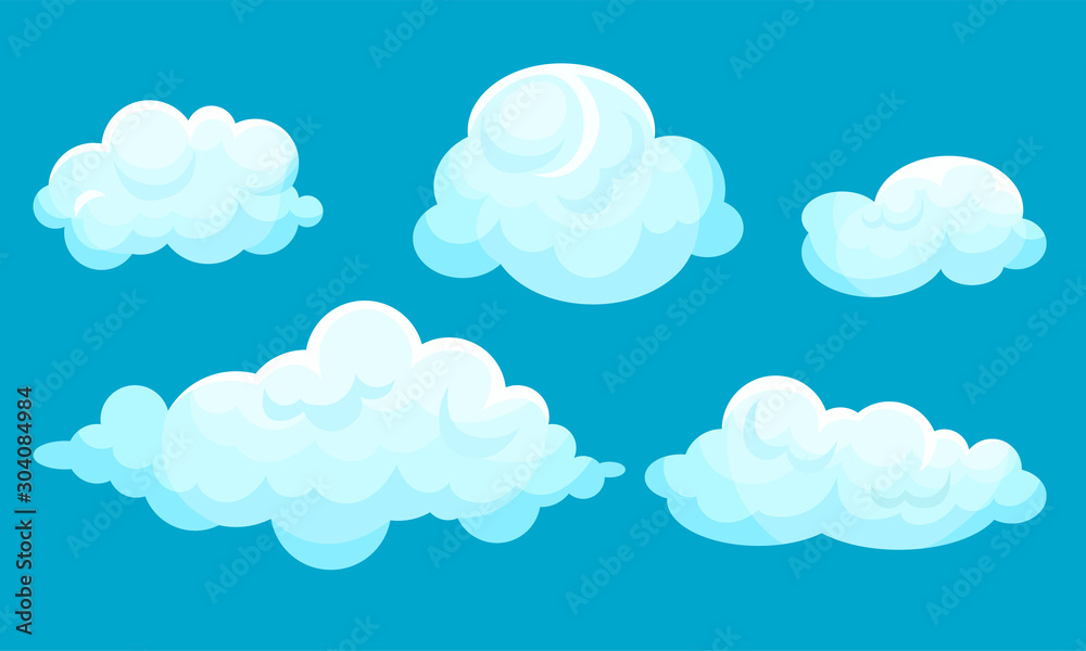 Blue sky with white clouds. Vector illustration. - obrazy, fototapety, plakaty 