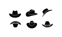 Set Of Black Cowboy Hat Logo Icon Design Vector Illustration