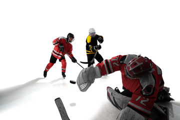 Wall Mural - Ice hockey isolated on white