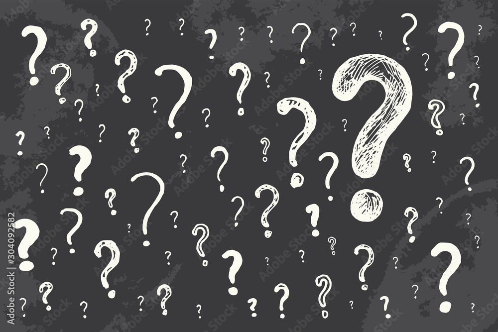 Hand draw question marks sign kit. Doodle illustration. Basis scribble ...