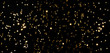 little gold stars on black background Festive holiday background. Celebration concept. Top view,