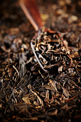 Poster - Chinese Pu'er tea leaves with spoon