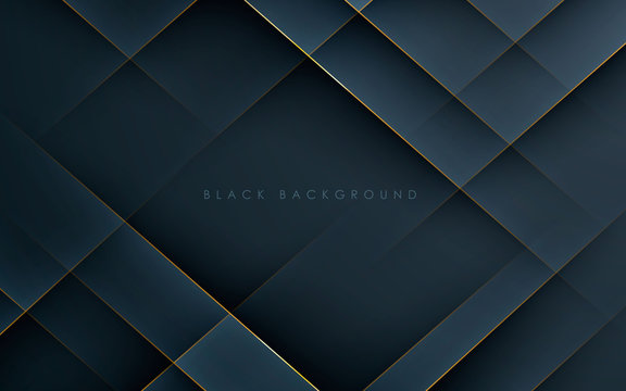Modern black abstract background concept with gold line