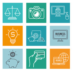 Canvas Print - bundle of business set icons vector illustration design