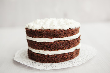 Wall Mural - cake with chocolate and white cream