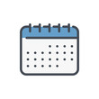 © NikWB - Calendar color line icon. Month schedule with important date vector outline colorful sign.
